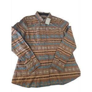 Roper Wear the West Women's Clay Aztec Print Western Brown Shirt NWT Size Large